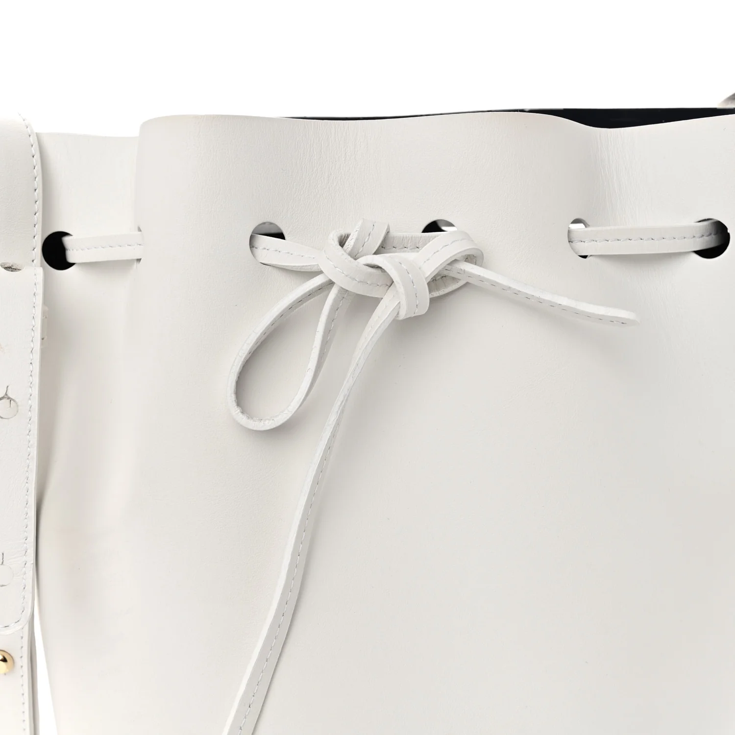 Calfskin Mini Bucket Bag White - Top Club
