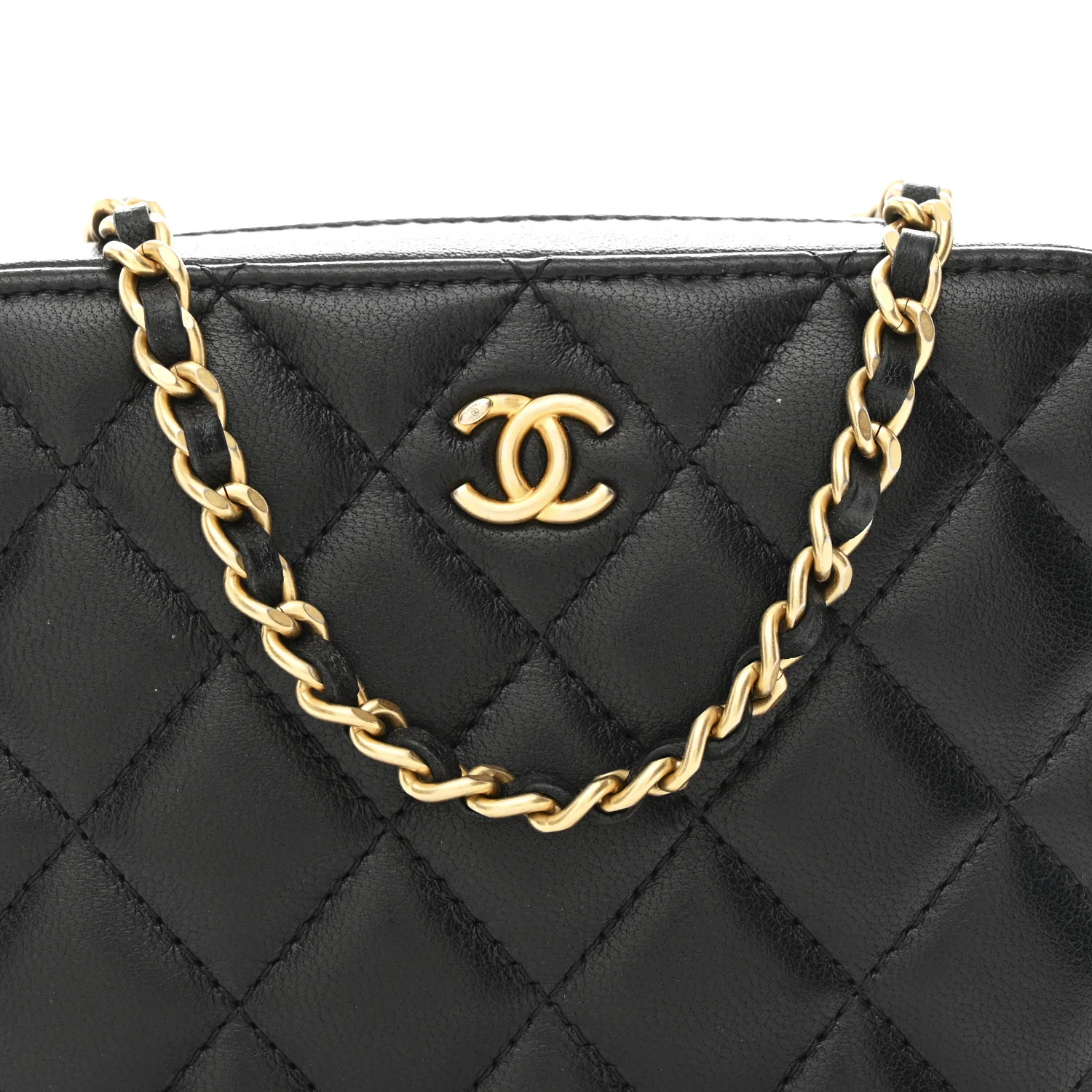 Lambskin Quilted CC Pearl Crush Camera Case Black - Top Club