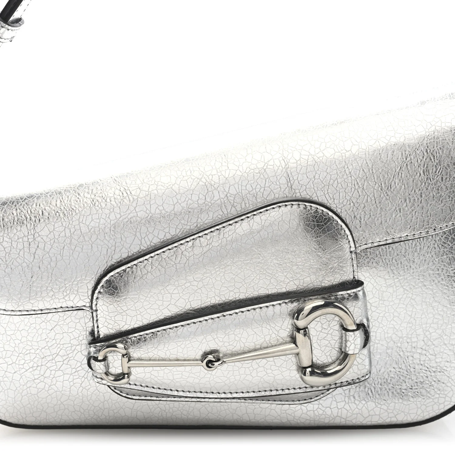 Metallic Demetra Small Horsebit 1955 Asymmetric Shoulder Bag Silver - Top Club
