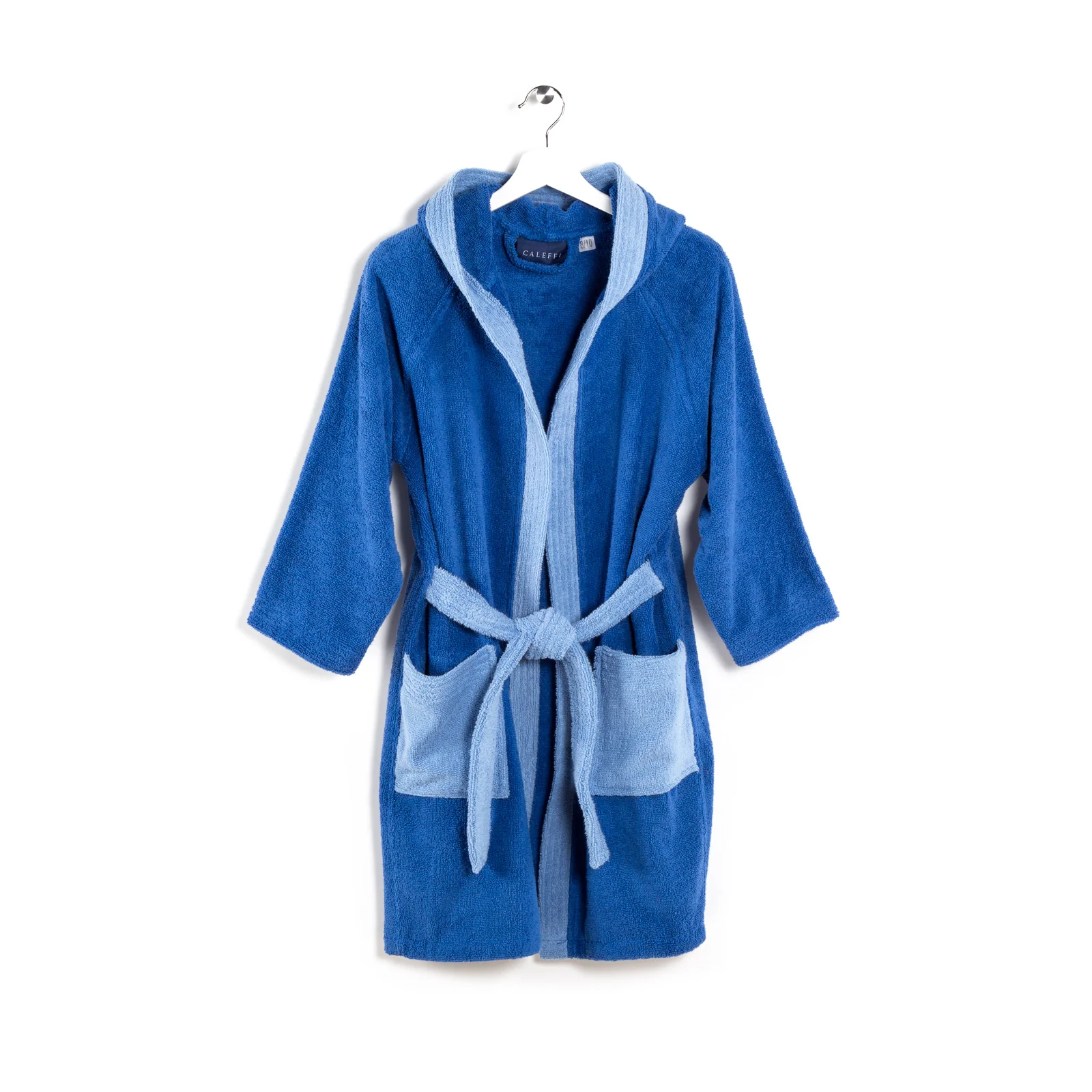 Accappatoio Con Cappuccio In Cotone Young 4/6 Anni Blu Spugnissima