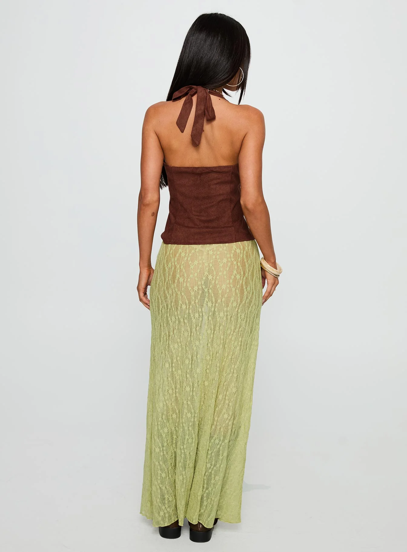 Pura Vida Lace Maxi Skirt Sage
