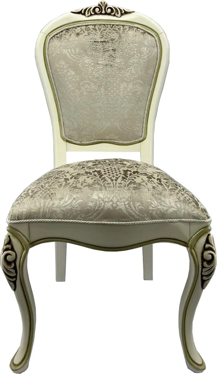 Luxury baroque dining chair with elegant pattern green / cream - Dining room furniture in baroque style - Luxury furniture in baroque style - Baroque interior - Baroque furniture - Noble & magnificent
