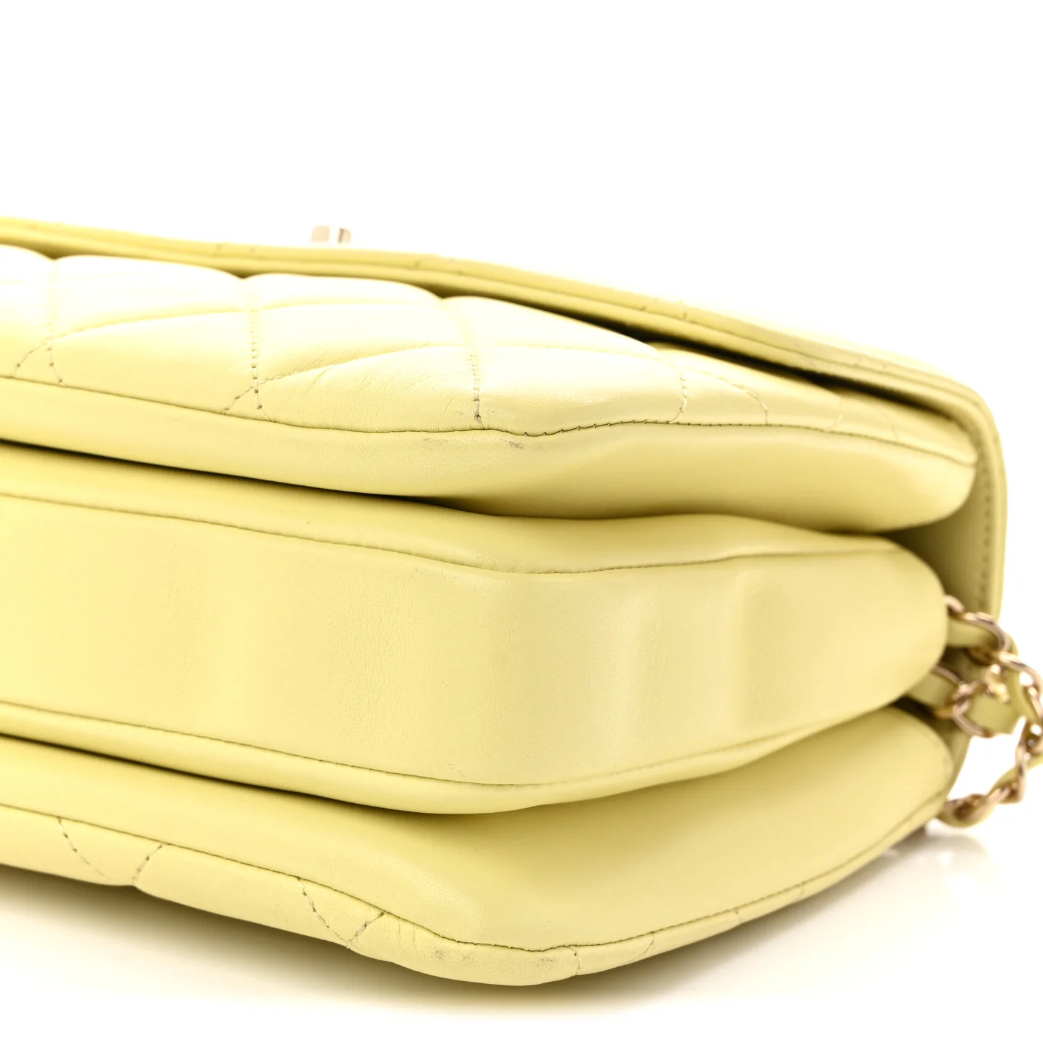 Lambskin Quilted Small Trendy CC Flap Dual Handle Bag Yellow - Top Club
