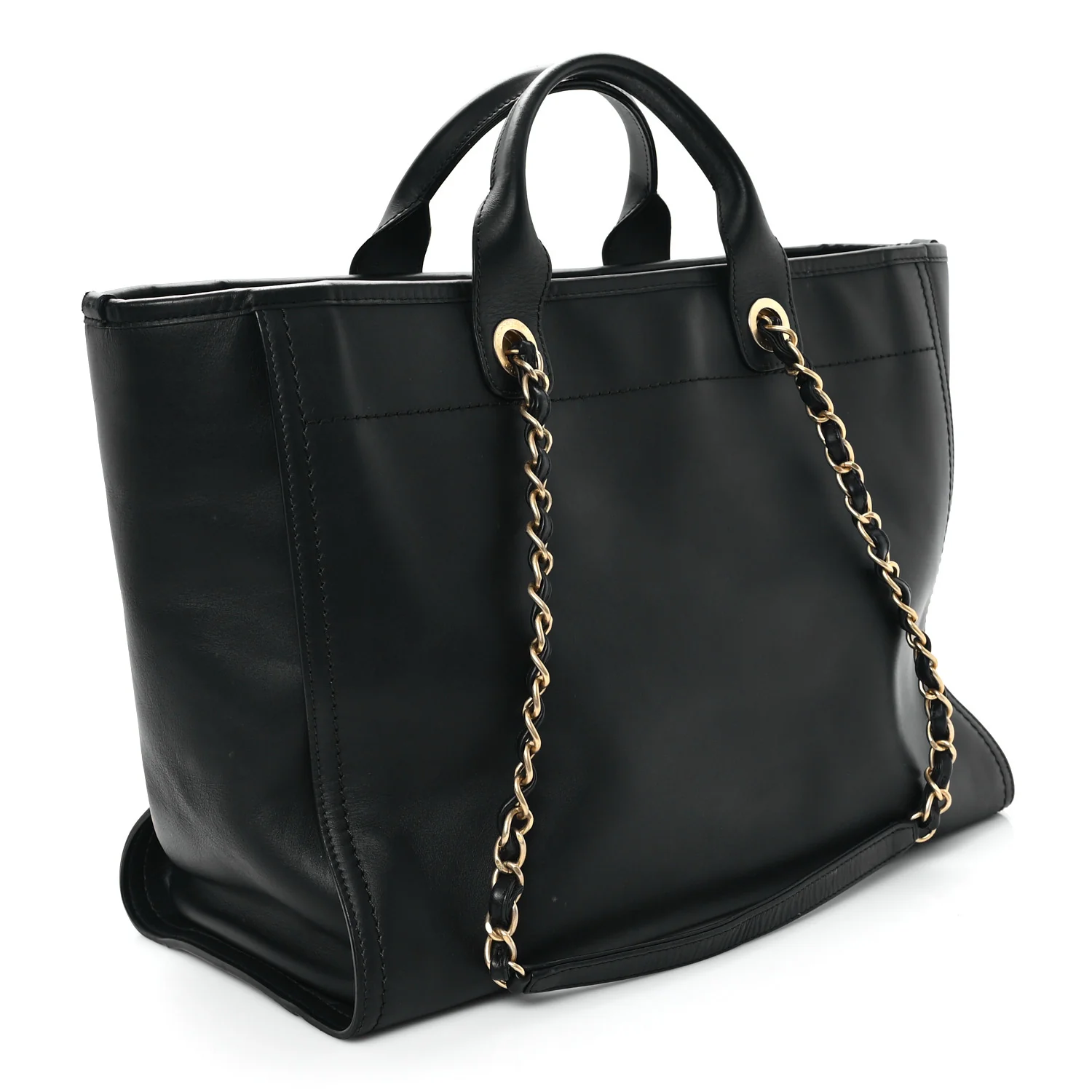 Calfskin Medium Deauville Tote Black - Top Club