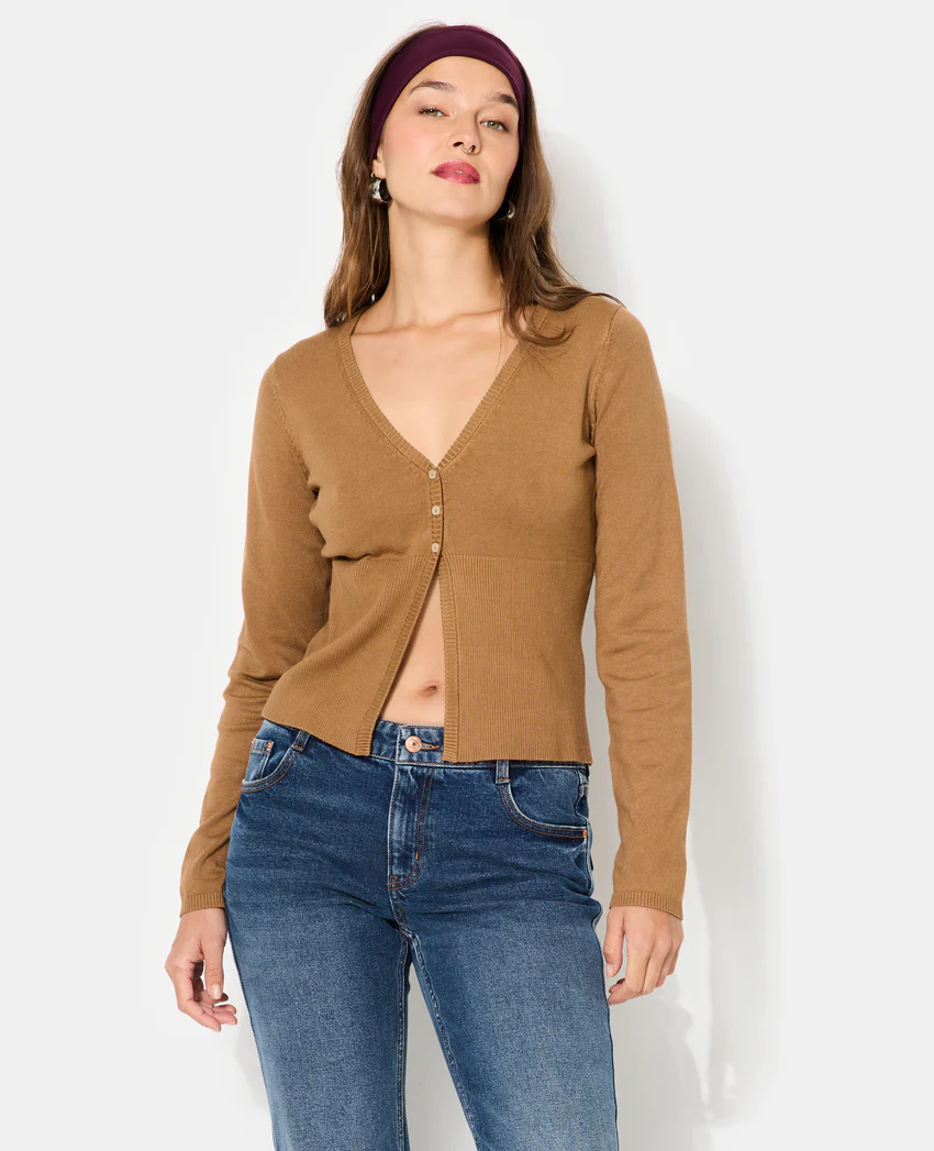 Pimkie Gilet en maille fine avec grand bord-côtes
