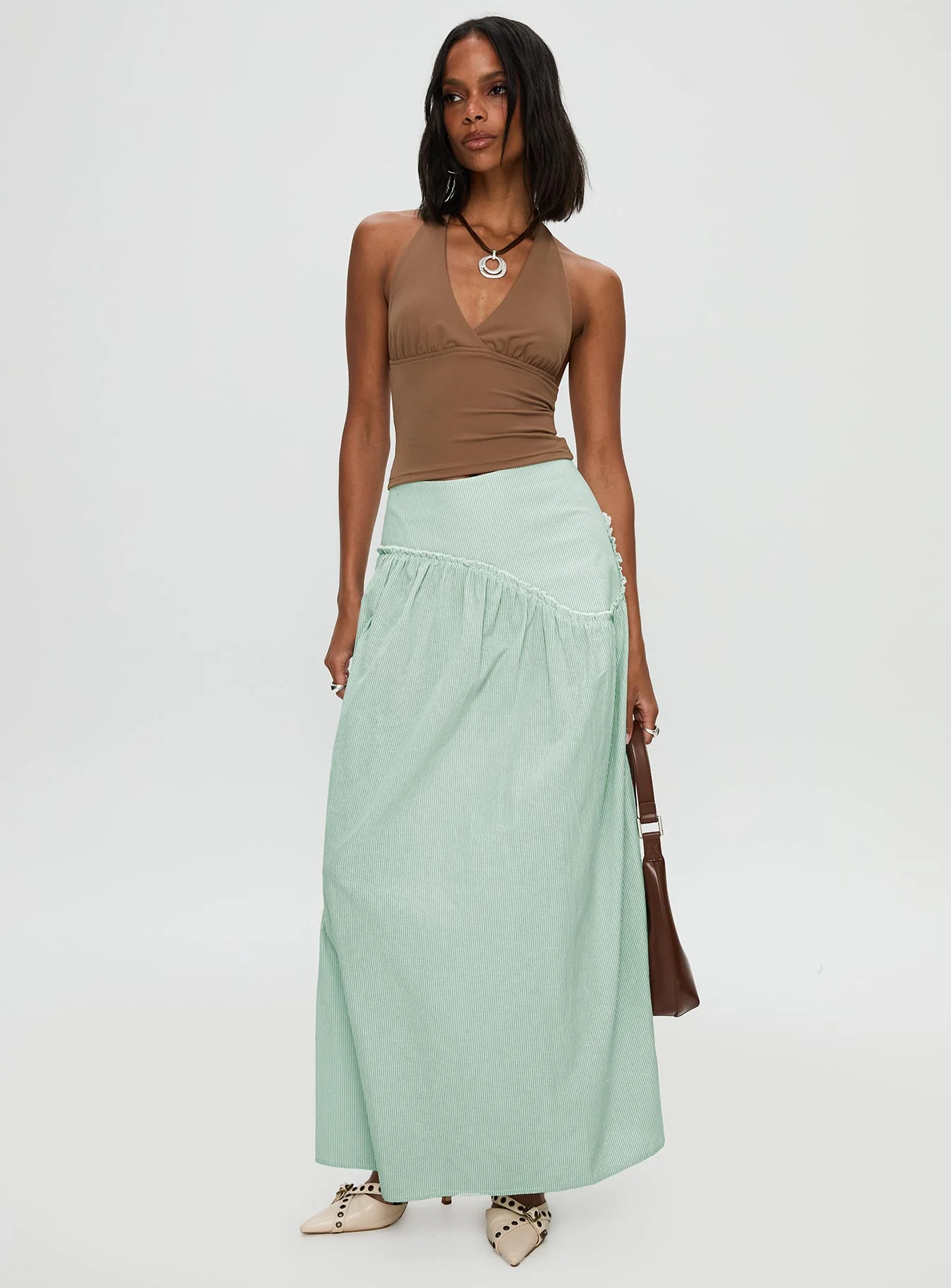 Yasemine Maxi Skirt Green / White
