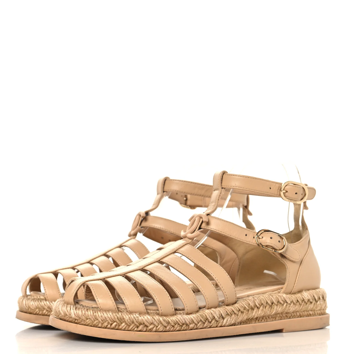Lambskin Espadrille Sandals 37 Beige - Top Club