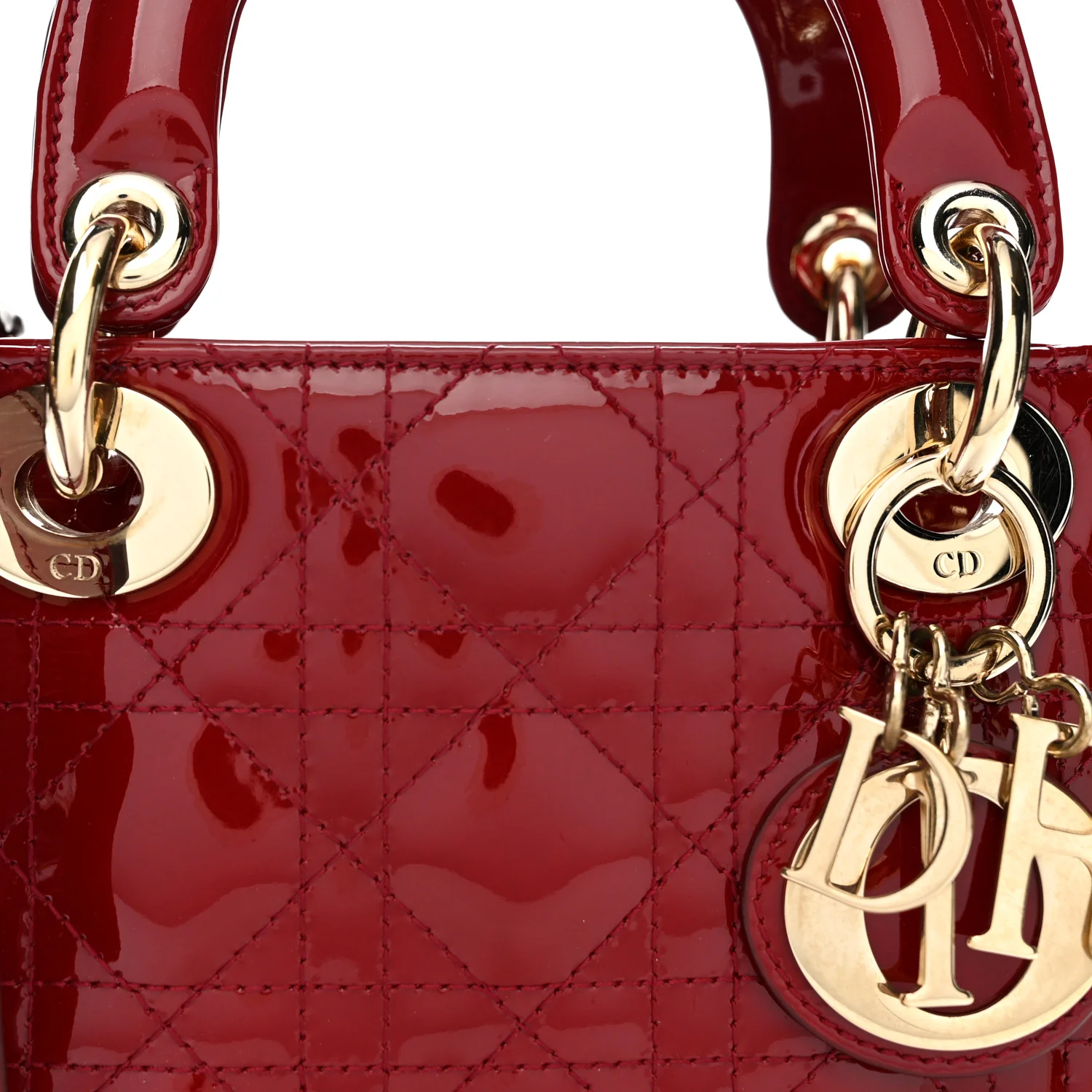 Patent Cannage Mini Lady Dior Red - Top Club