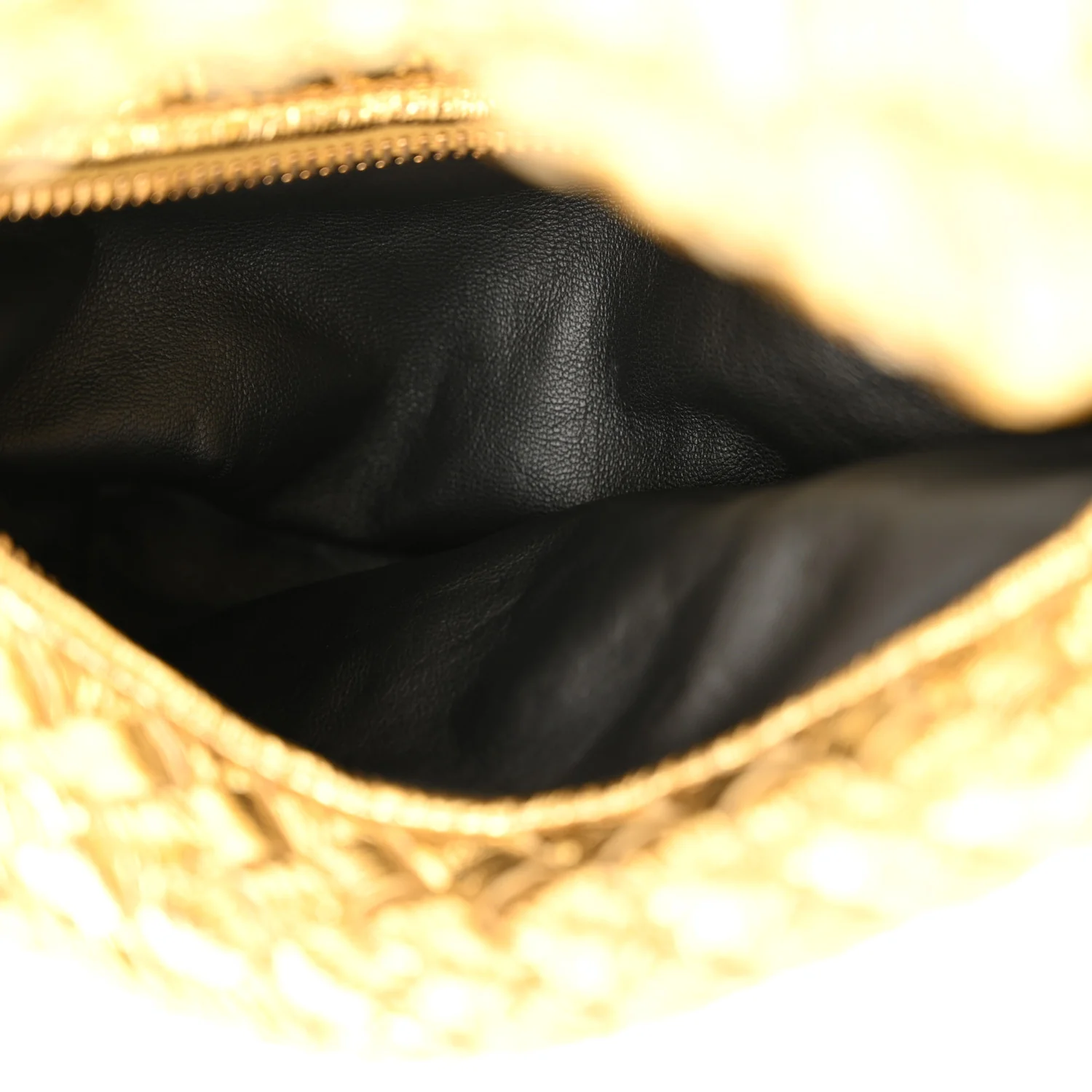 Laminated Calfskin Pressed Intreccio Mini Jodie Gold - Top Club