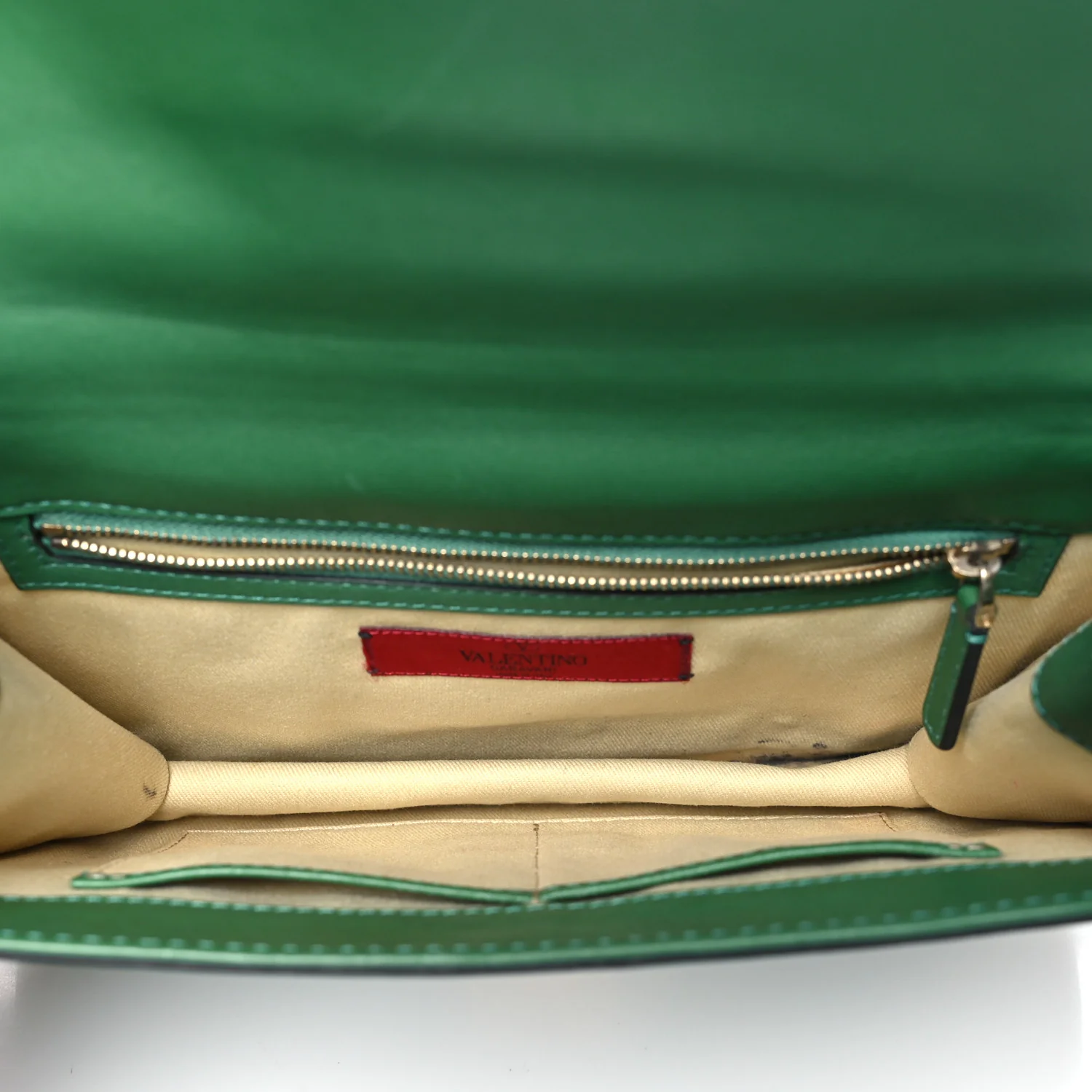 Vitello Medium Glam Lock Rockstud Flap Pop Green - Top Club