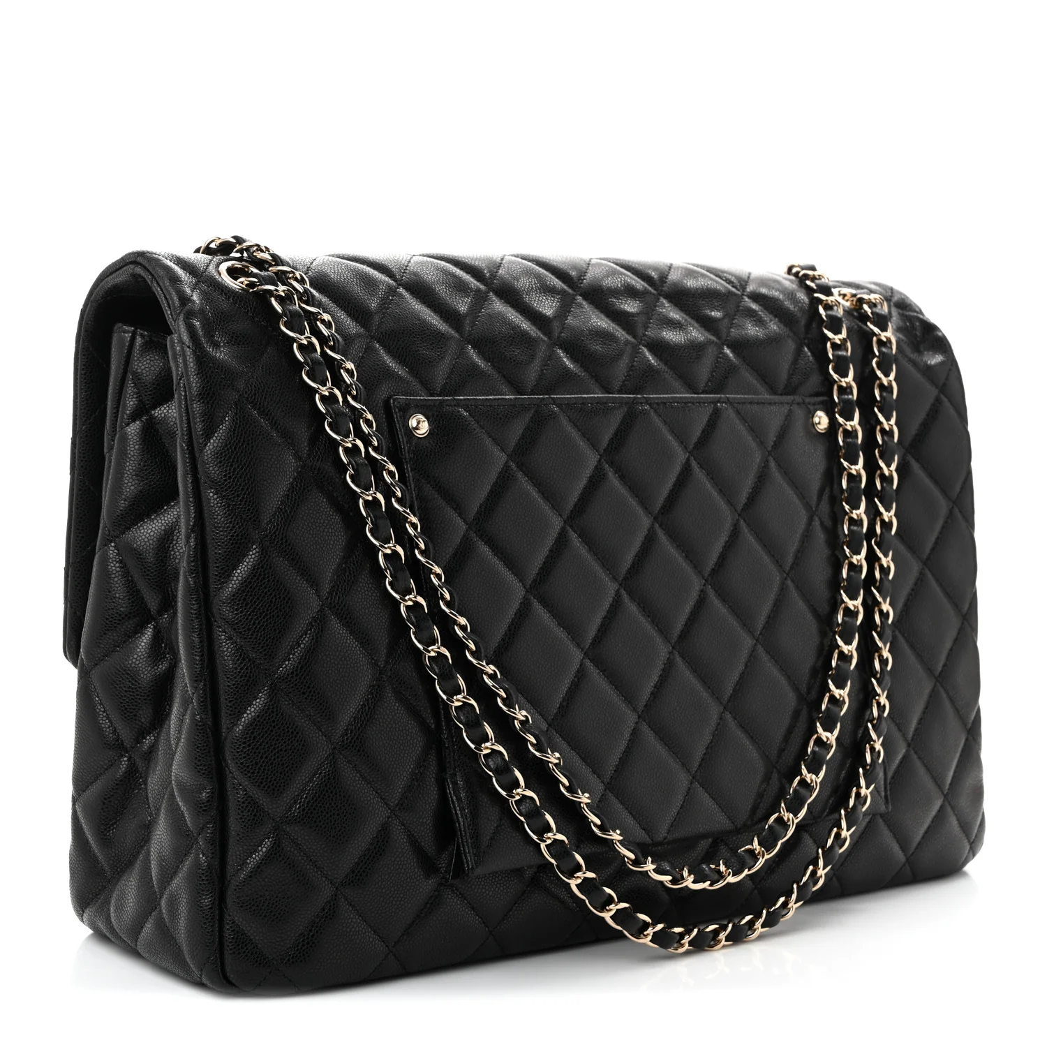 Caviar Quilted XXL Travel Flap Bag Black - Top Club