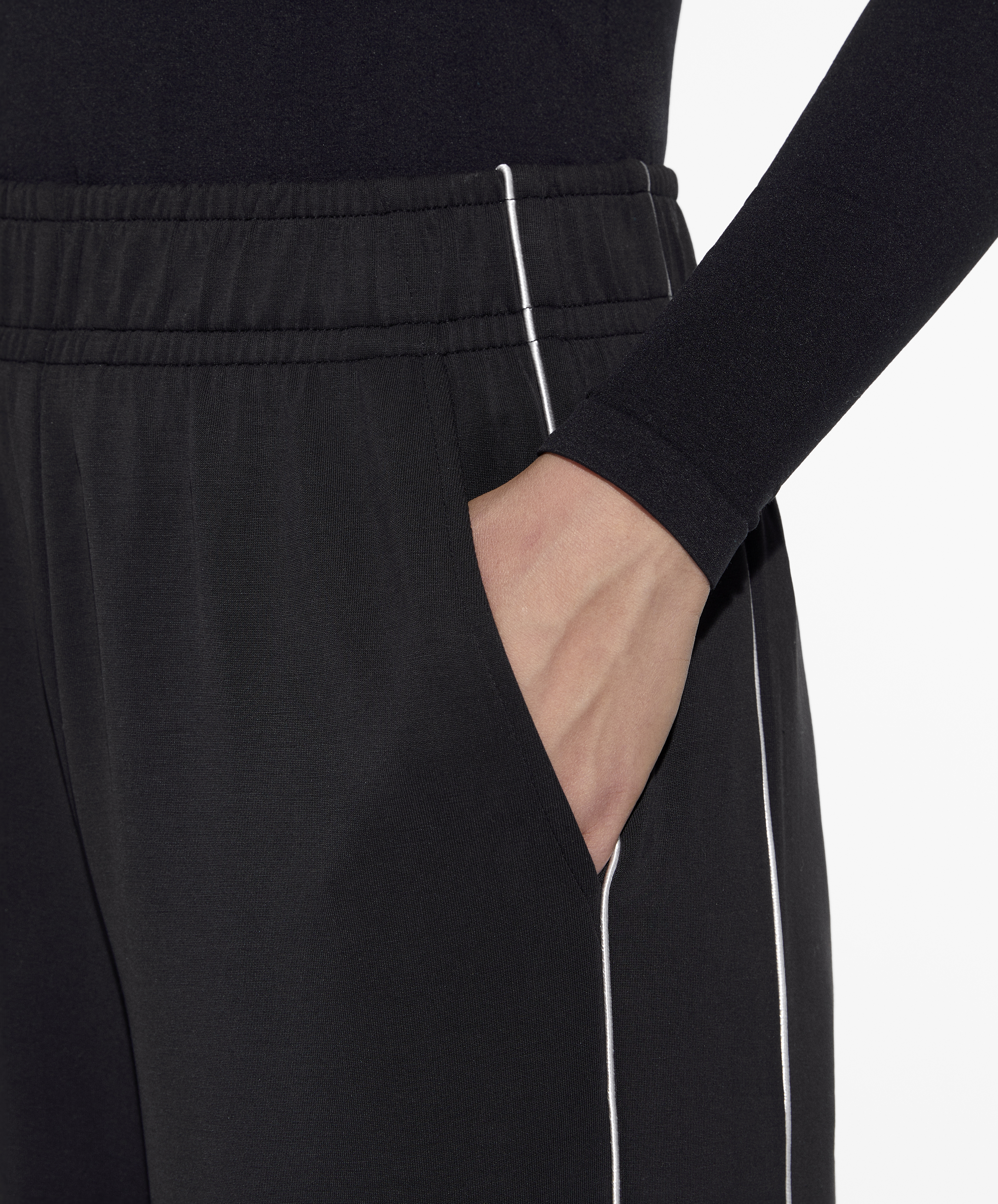 OYSHO Side appliqué wide straight-leg trousers with modal