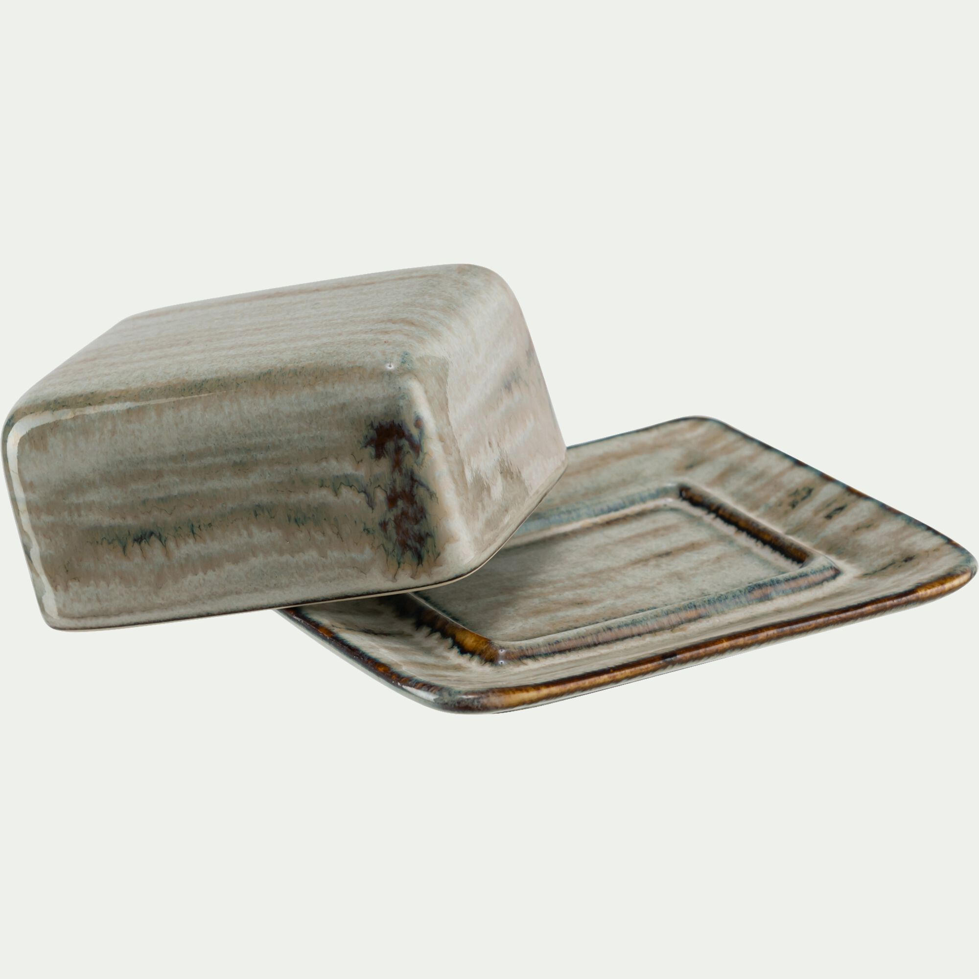 COLORIDO - Beurrier en grès réactif 9,5x12,5cm - gris