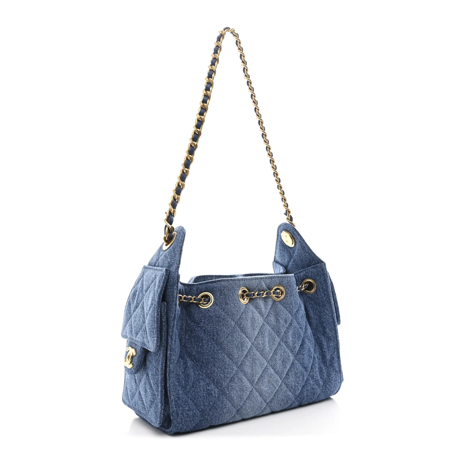 Washed Denim Quilted Mini Chanel 25 Handbag Blue - Top Club