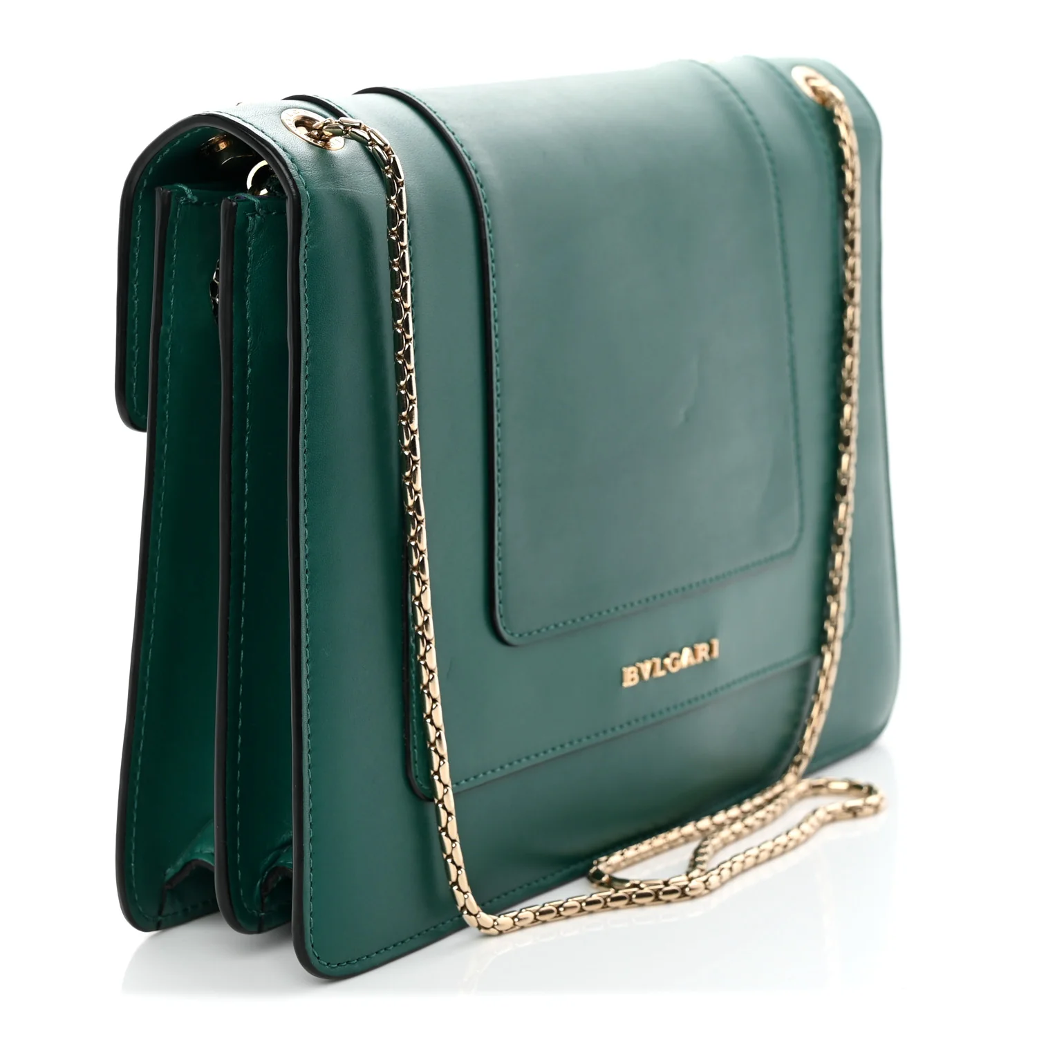 Calfskin Serpenti Forever Snake Strap Crossbody Bag Emerald Green - Top Club