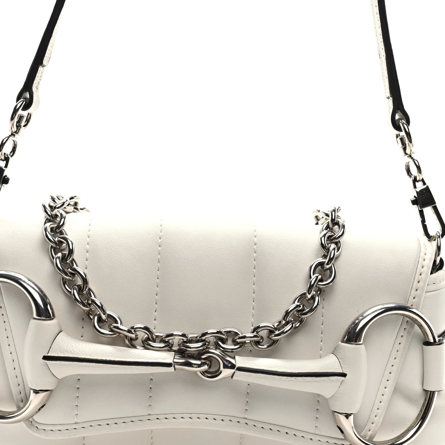 Nappa Vertical Matelasse Small Maxi Horsebit Chain Shoulder Bag Great White - Top Club