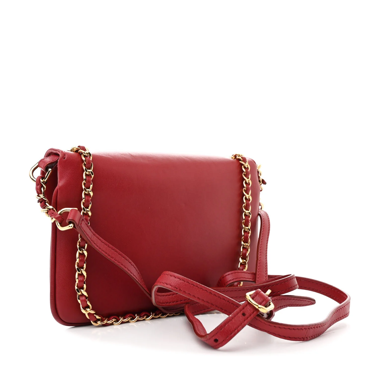 Lambskin Quilted CC Unchained Crossbody Red - Top Club
