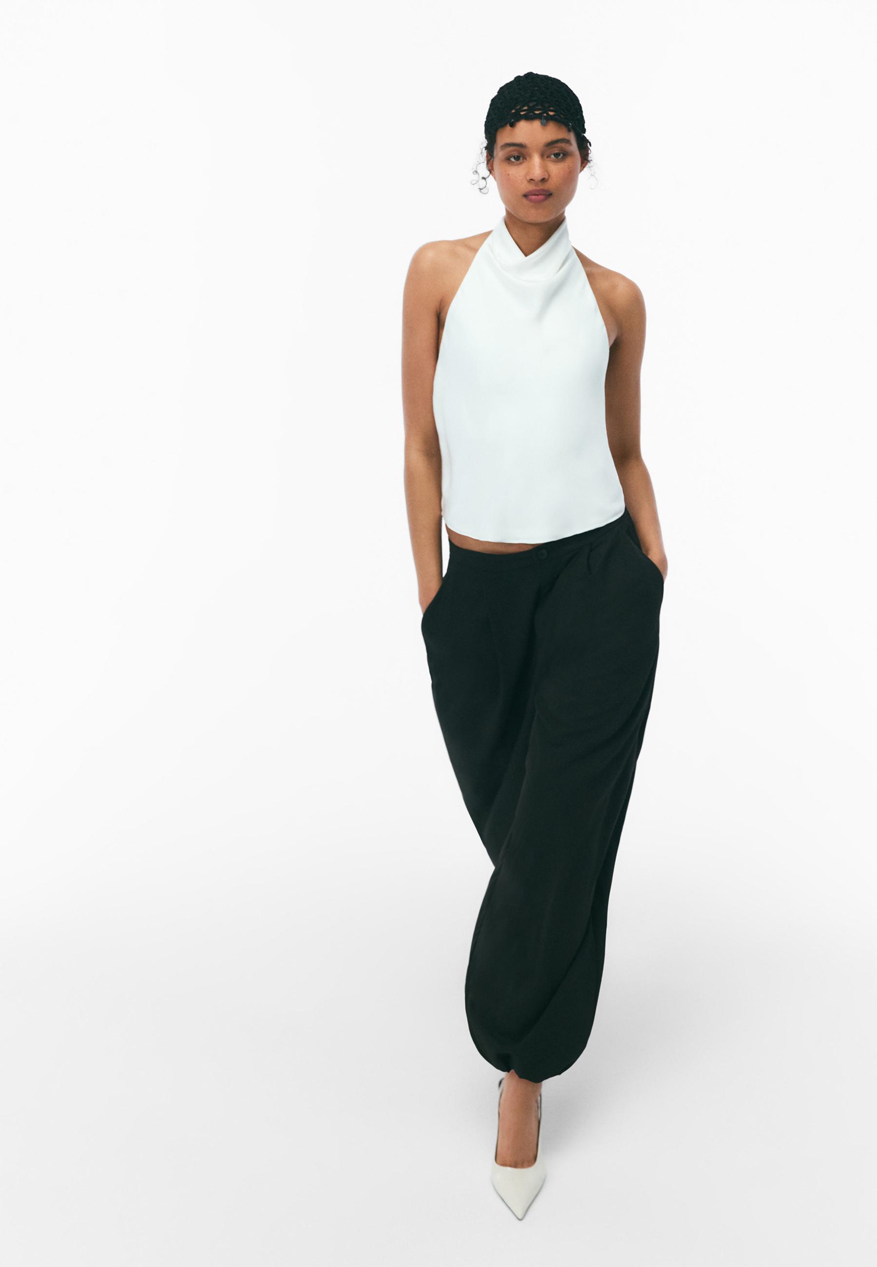 SATIN EFFECT HALTER TOP