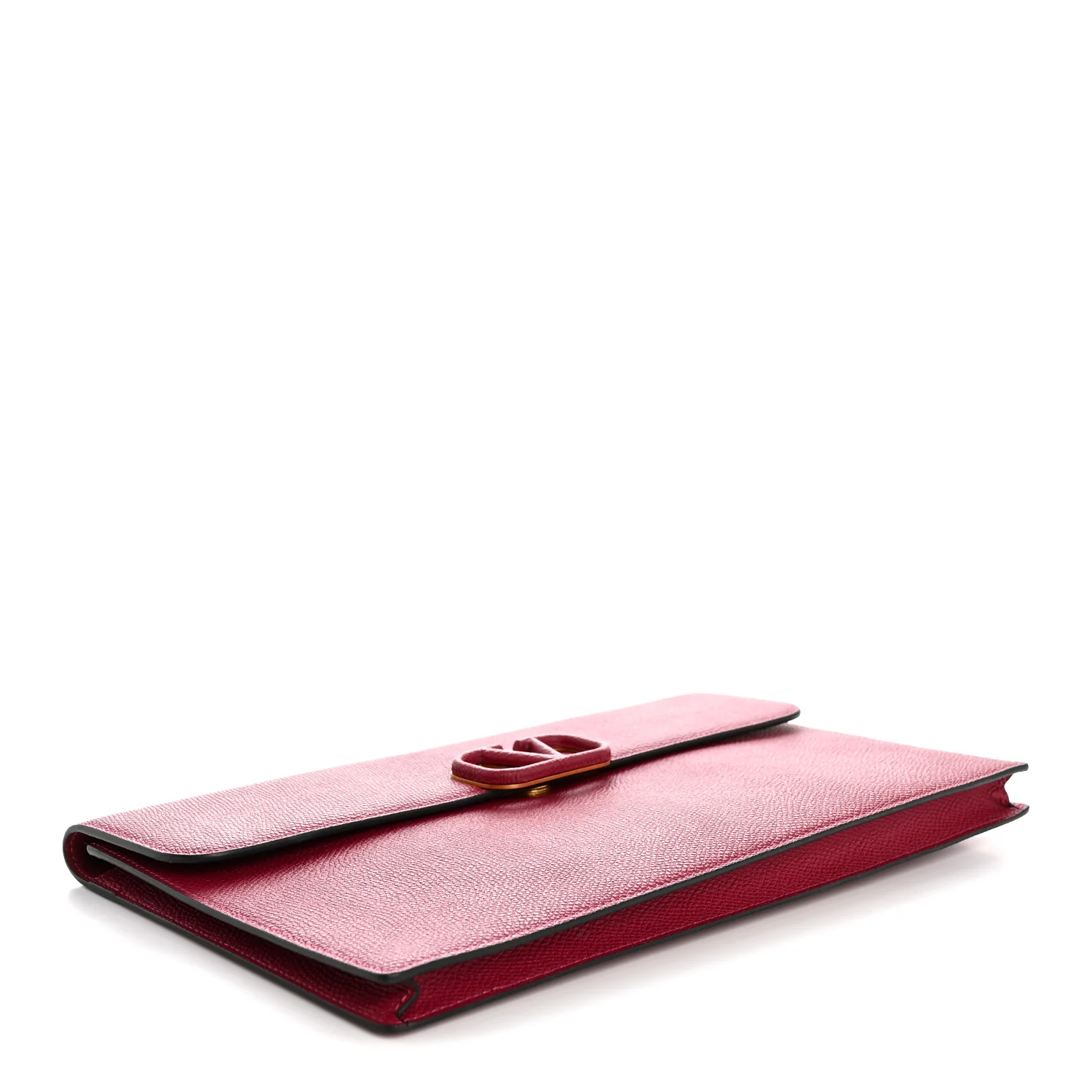 Grainy Calfskin Large Vlogo Clutch Raspberry - Top Club
