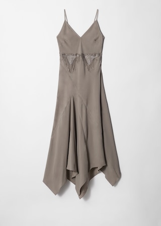 & Other Stories ASYMMETRICAL SATIN SLIP MIDI DRESS