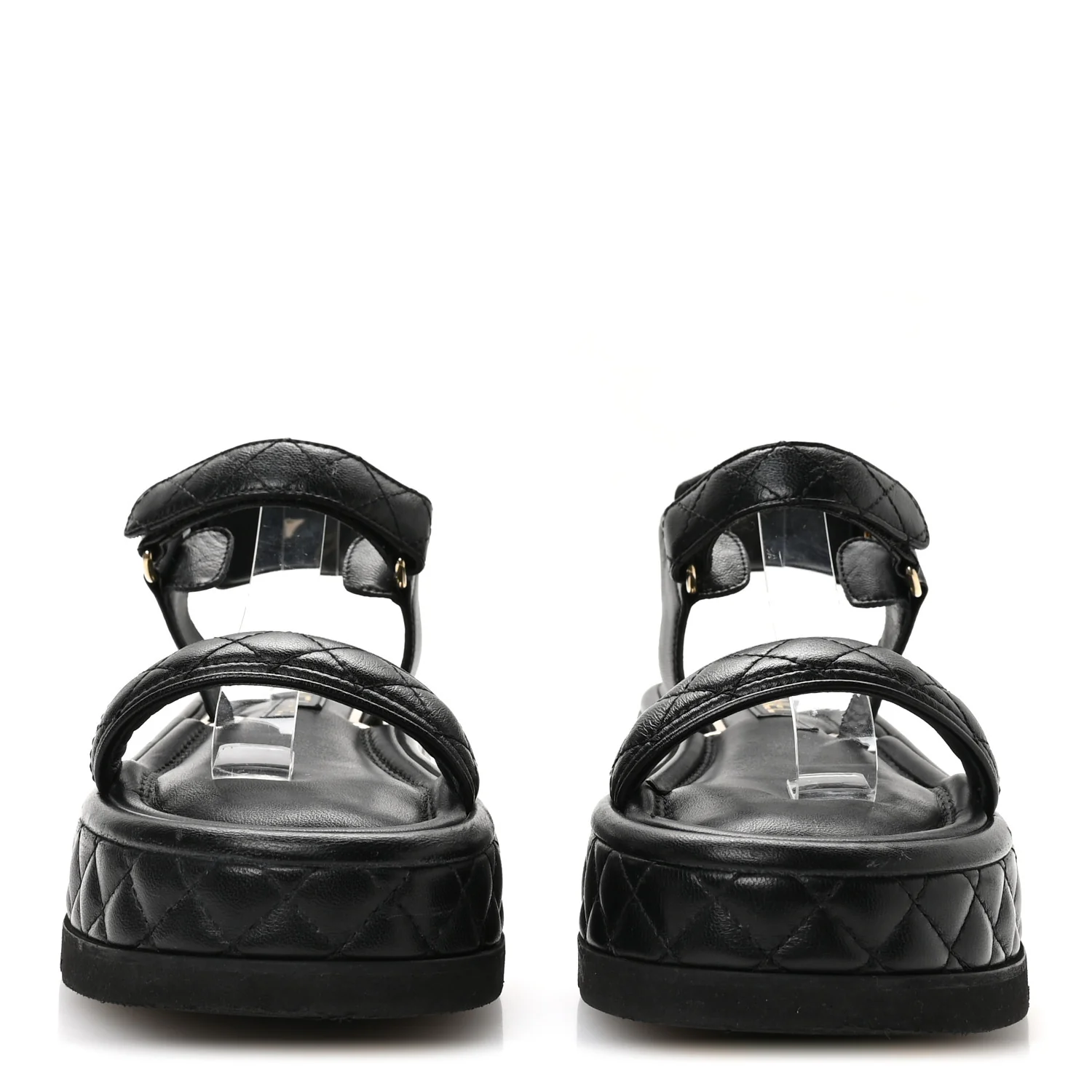 Lambskin Quilted Platform Sandals 38 Black - Top Club