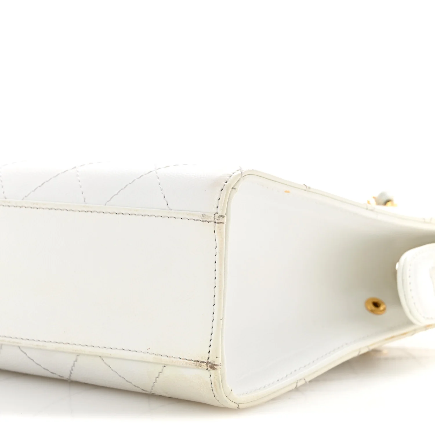 Caviar Quilted Shoulder Bag White - Top Club
