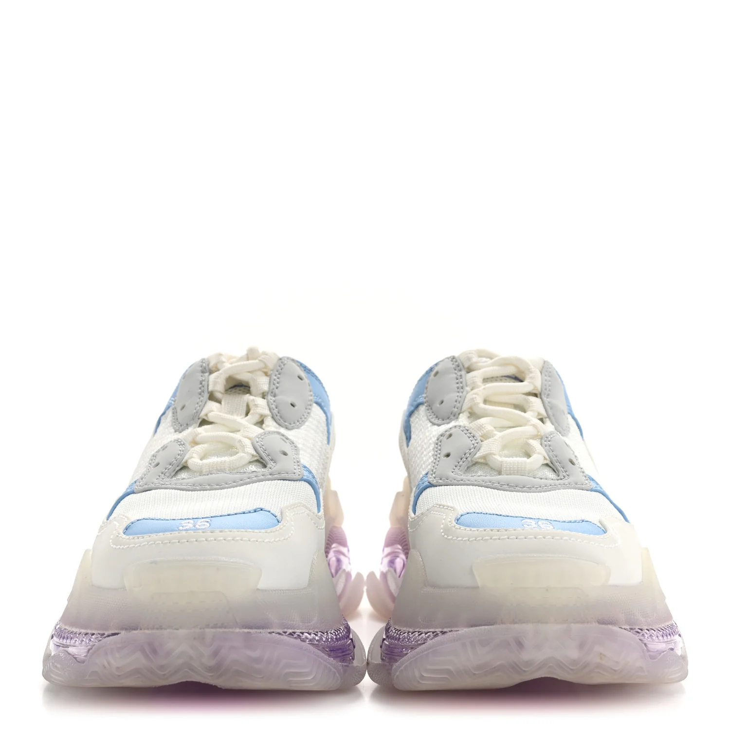 Fabric Mesh Clear Sole Womens Triple S Sneakers 36 Light Blue Grey Lilac White - Top Club