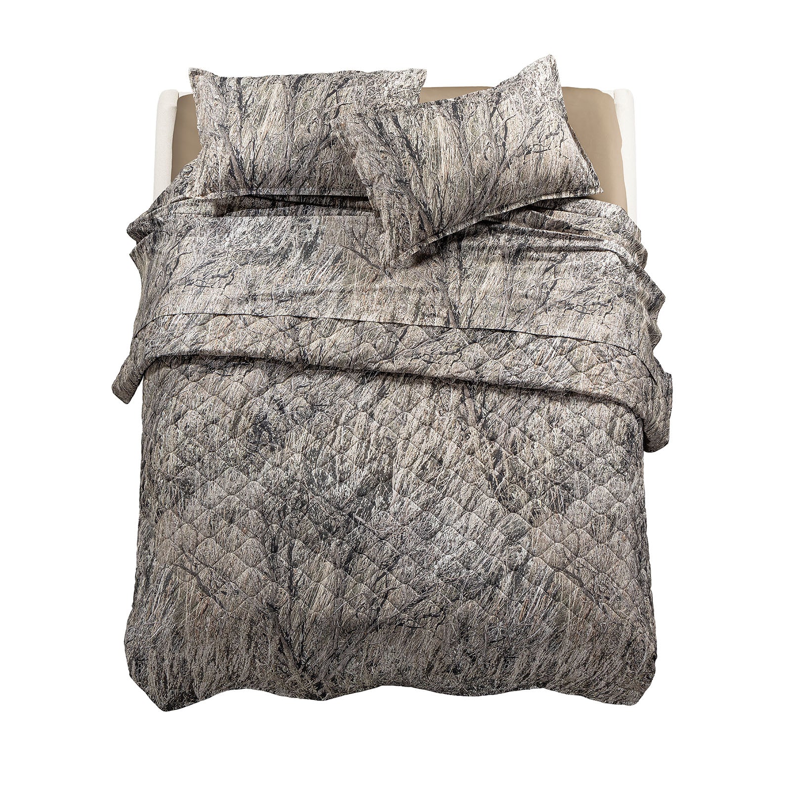 Copriletto Trapuntato In Cotone Forest Camo Matrimoniale Green Diesel