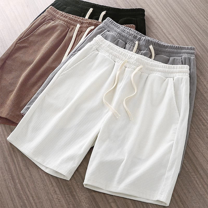 Men's summer sports shorts, basketball pants, American-style casual pants, waffle knit shorts, men's pants for young and middle-aged men