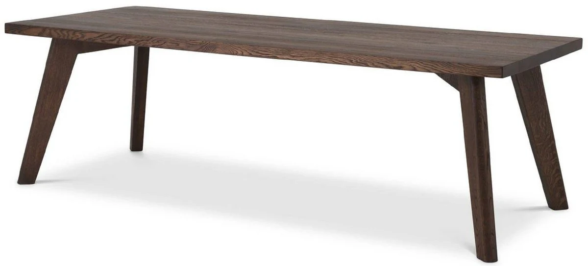 Luxury solid wood dining table brown 240 x 100 x H. 76 cm - Rectangular oak wood kitchen table - Luxury solid wood dining room furniture