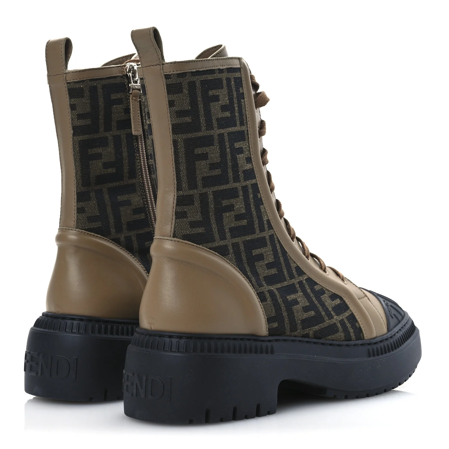 Fabric Jacquard Vitello FF Domino 50mm Biker Boots 41 Tobacco Black Sand - Top Club