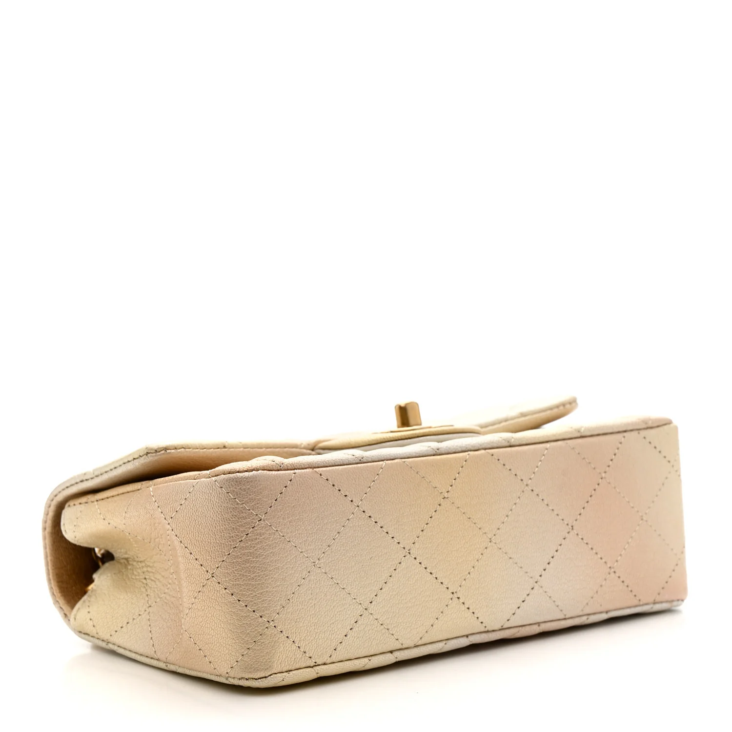 Metallic Goatskin Quilted Mini Rectangular Flap Gold - Top Club