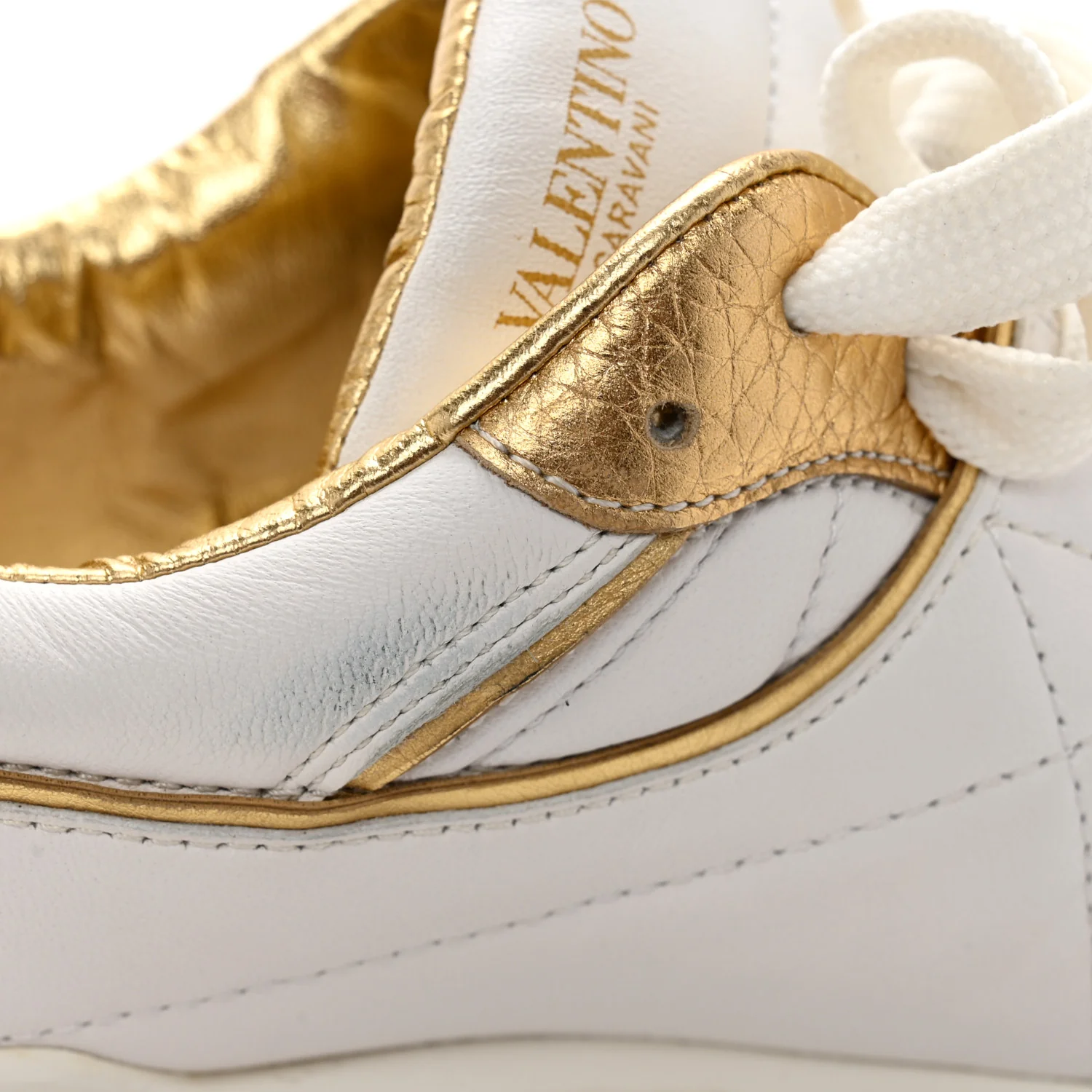 Calfskin Roman Stud Sneakers 37.5 White Gold - Top Club