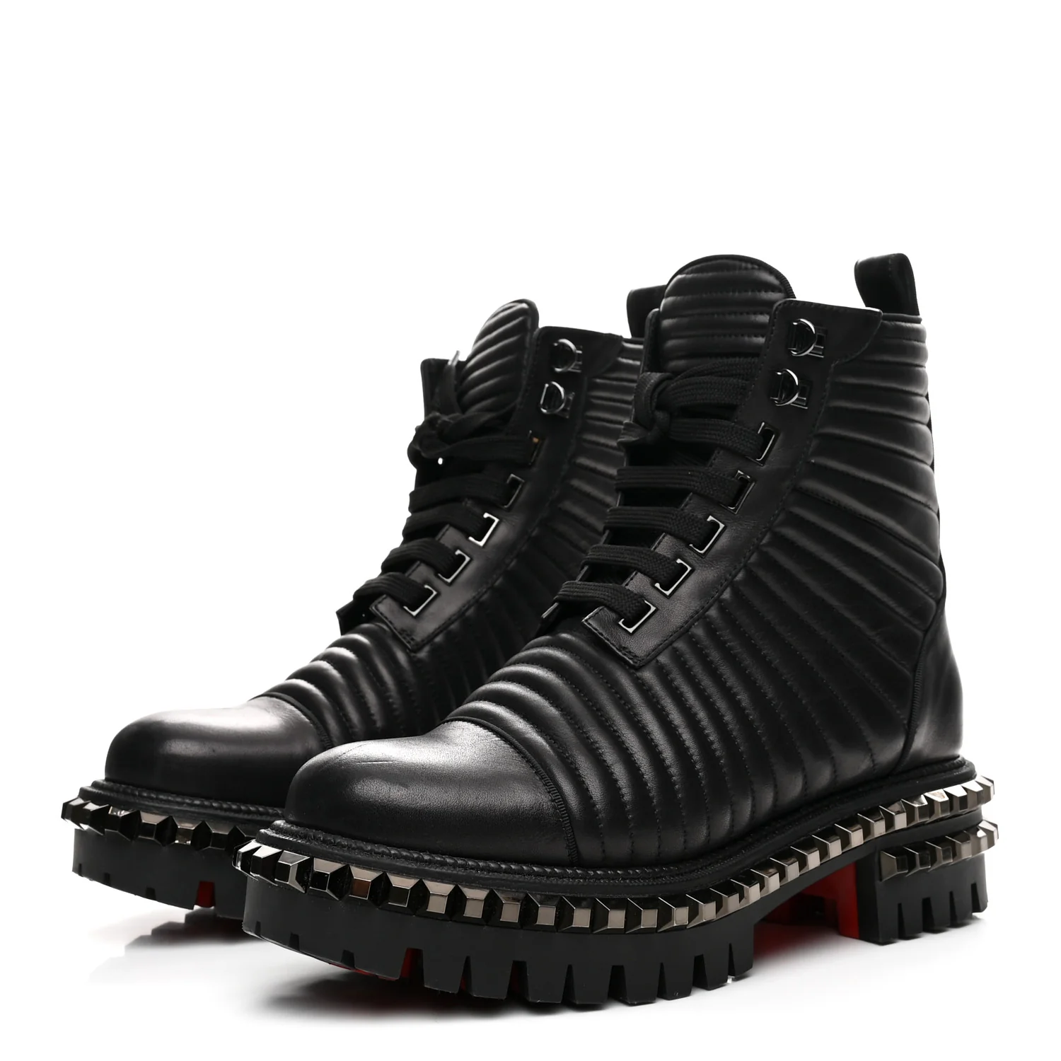 Calfskin Quilted Yetota Combat Boots 37 Black - Top Club