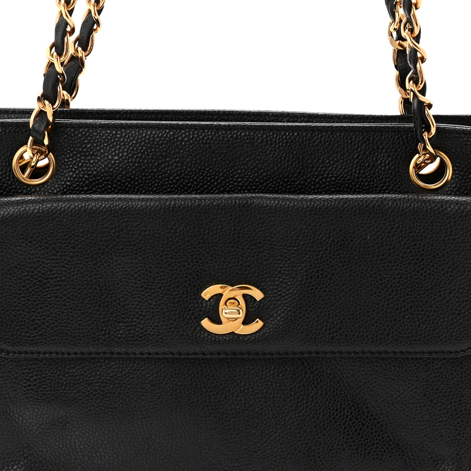 Caviar Flap Shoulder Bag Black - Top Club