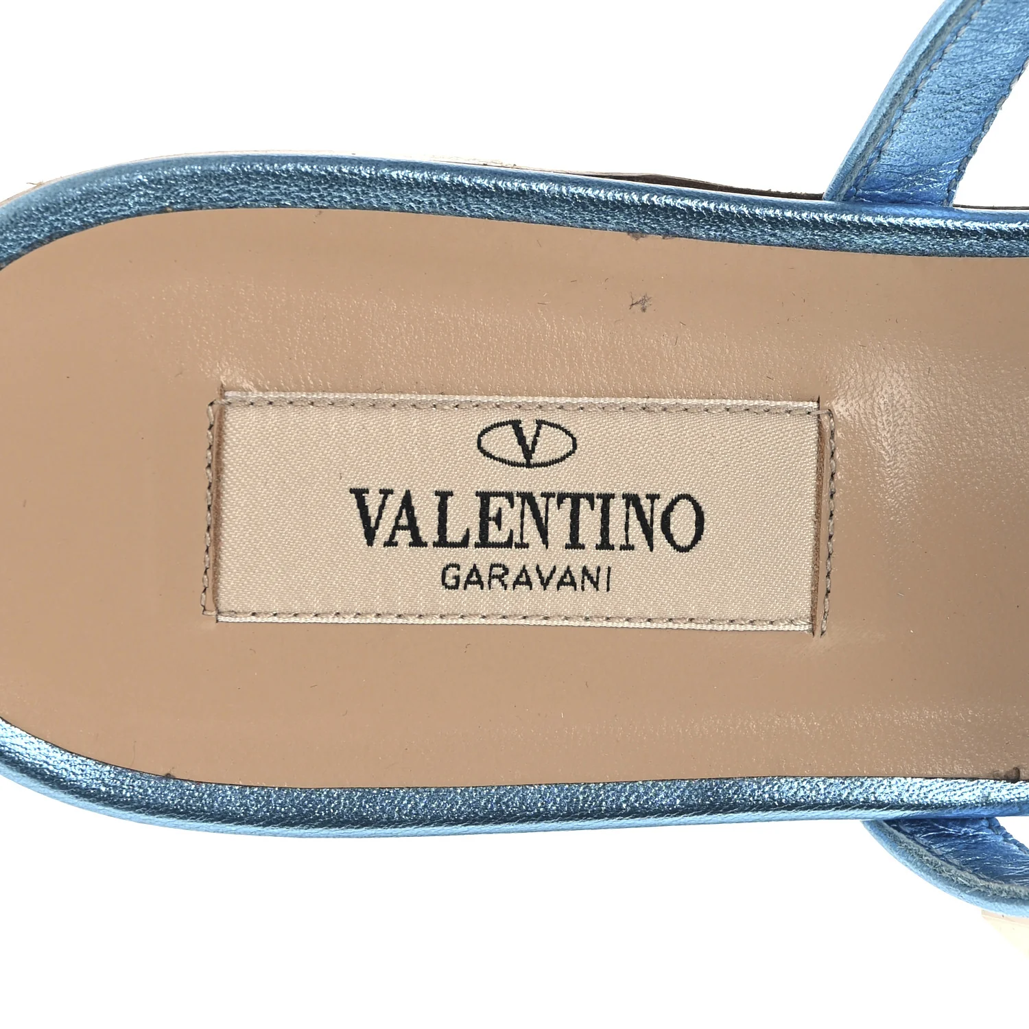 Metallic Nappa Rockstud Caged Flat Slide Sandals 37 Cerulean - Top Club
