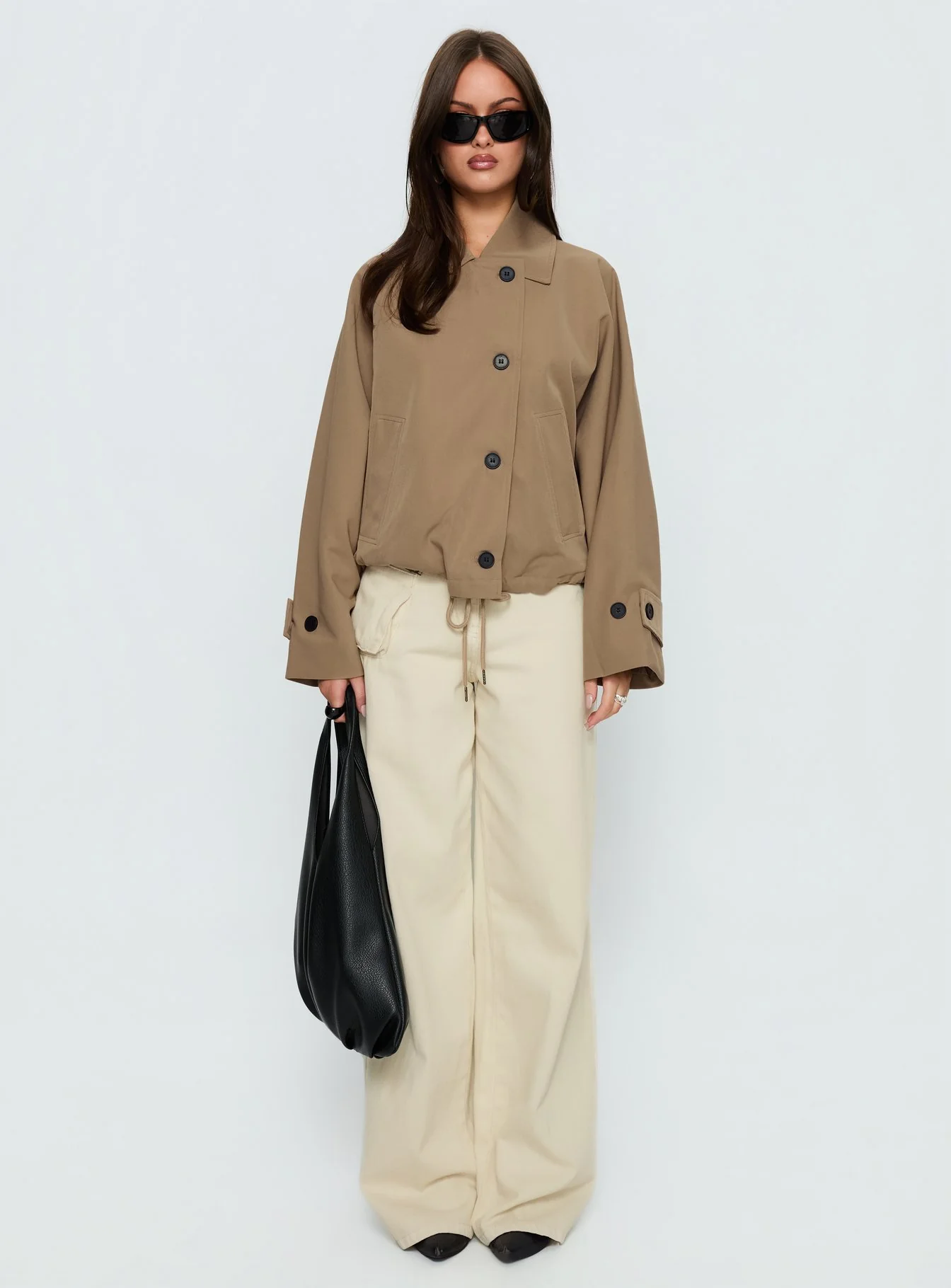 Sandria Cropped Trench Coat Beige