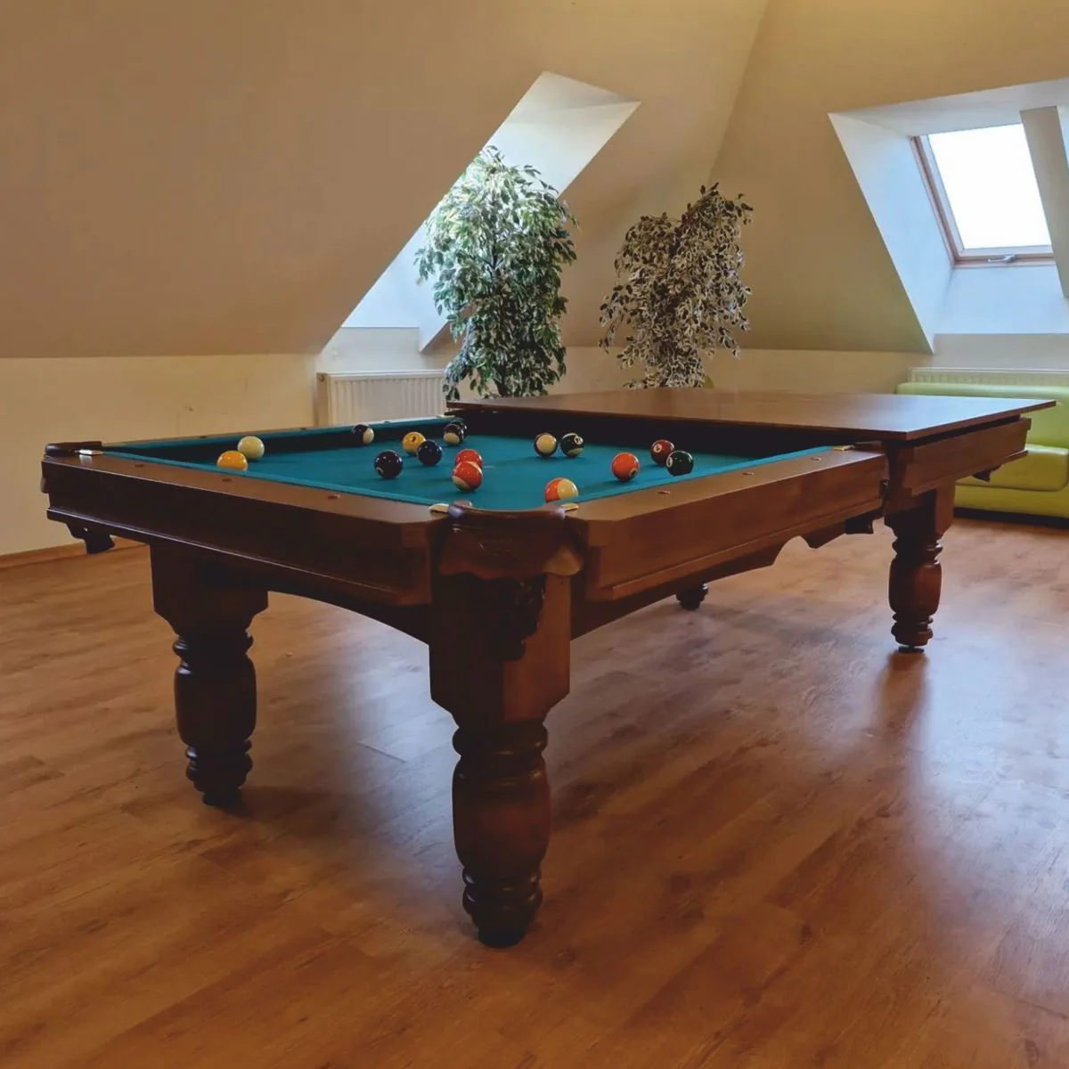 Luxury Baroque Pool Billiard Table / Dining Table 7ft Brown / Green