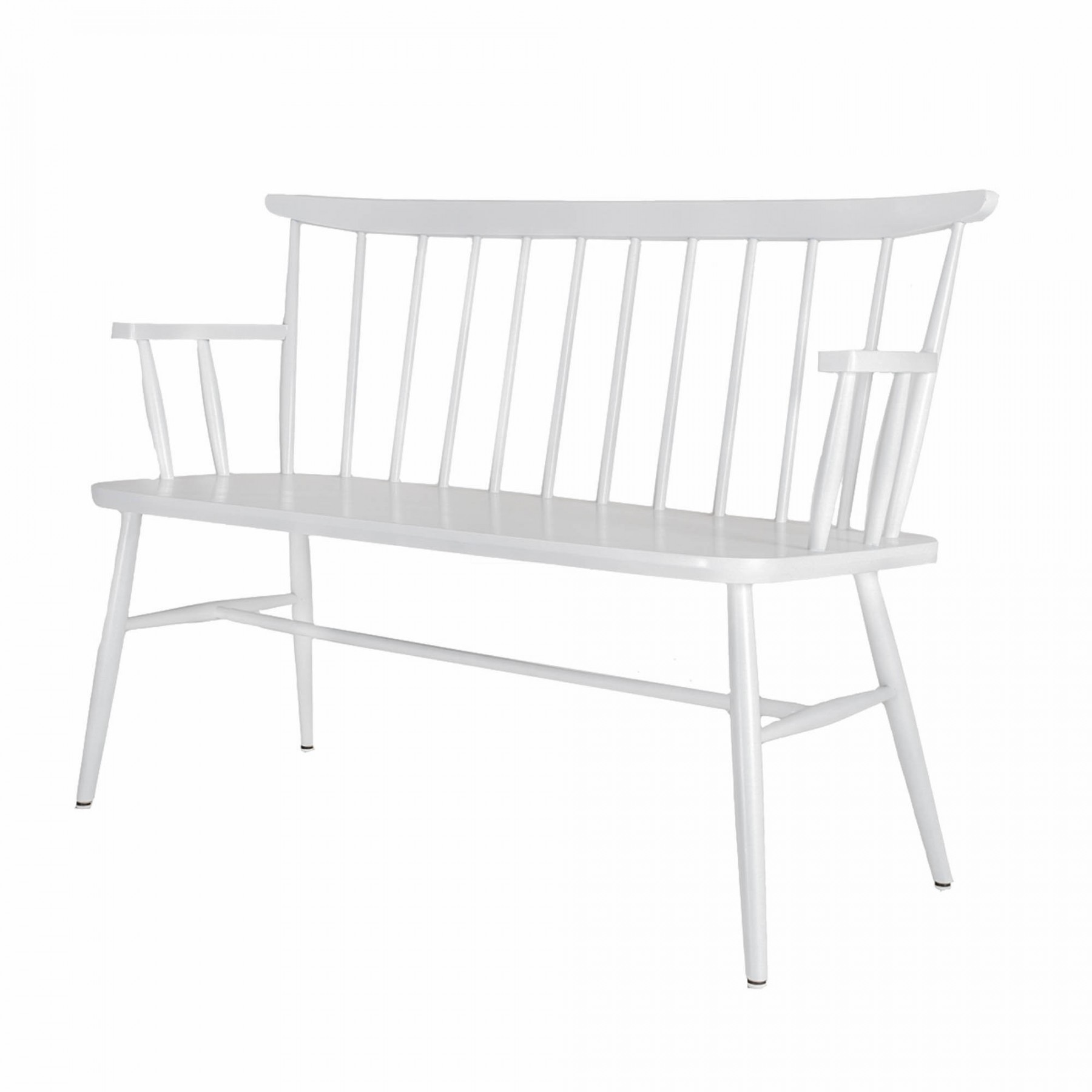 Houten spijlenbank Laura Wit