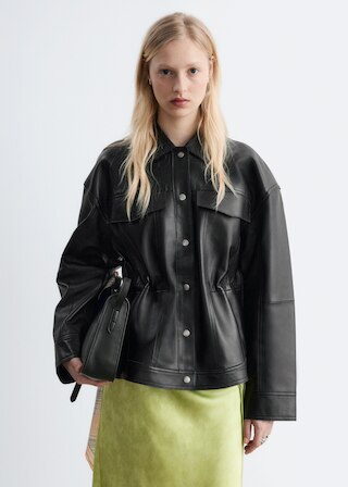& Other Stories DRAWSTRING-WAIST LEATHER JACKET