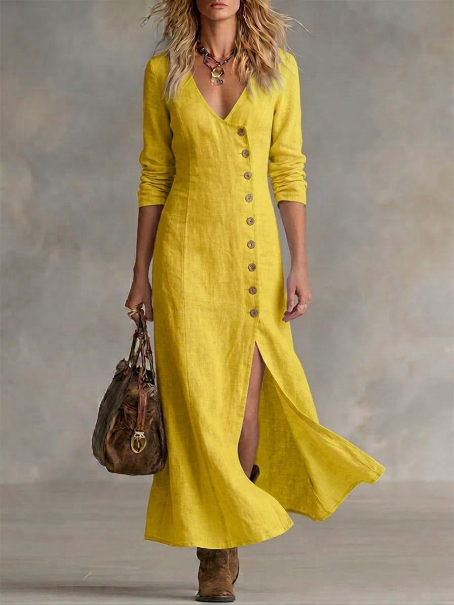 Casual Linen Cotton Button Dress - Nordfashionstorm - Women's Clothing, Fashion for You - Nordfashionstorm.com