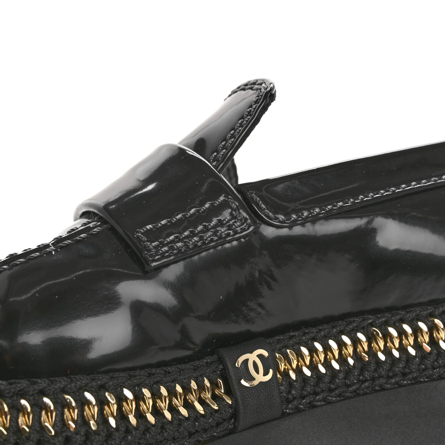 Shiny Calfskin Platform Loafers 37 Black - Top Club