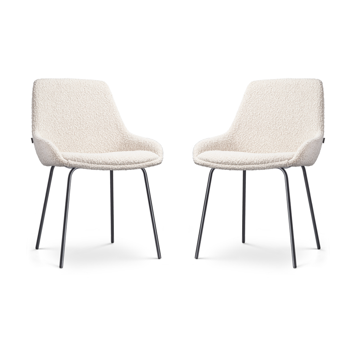 Eetkamerstoel Nora-Isa bouclé beige - zwart - set van 2