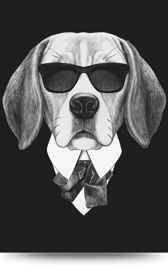 Dog with sunglasses- 3 – Canvas schilderij 100 x 200 cm