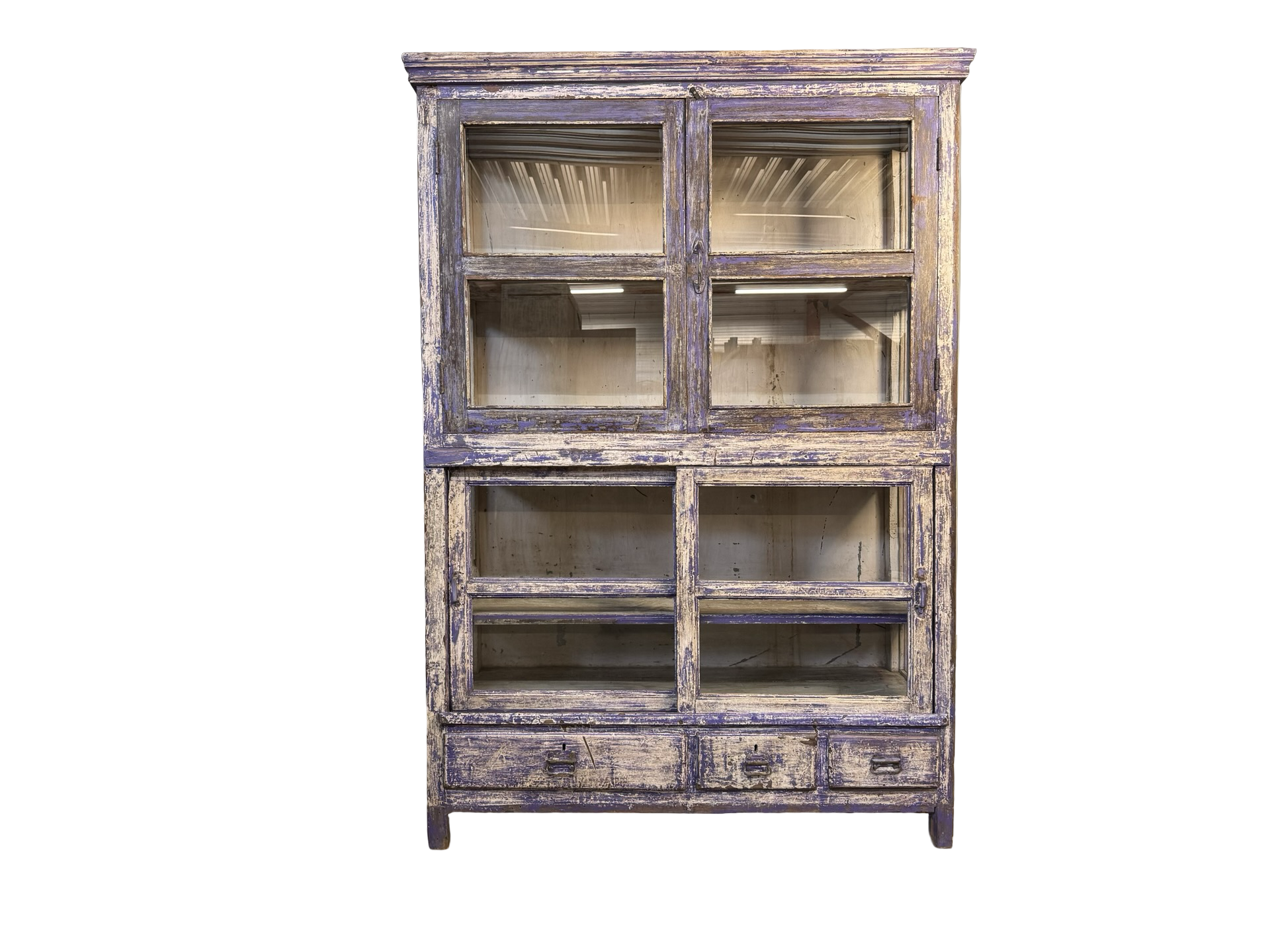 Vitrinekast 4deur 3lades paars/blauw