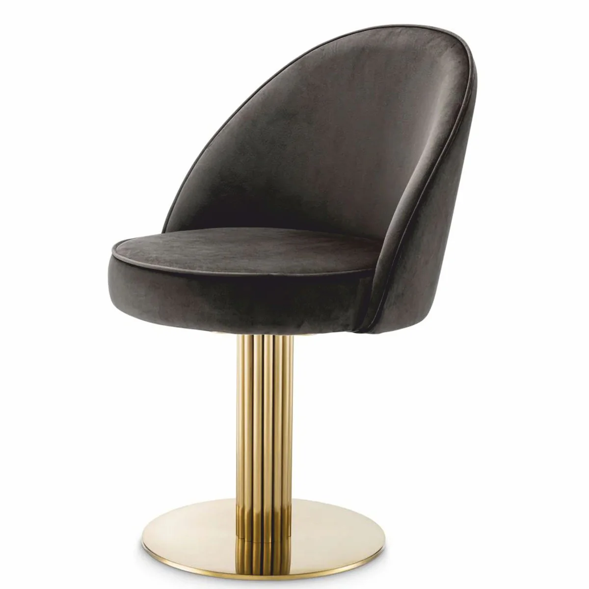 Luxury dining room chair gray / brass H.85 cm - swivel chair - dining room furniture