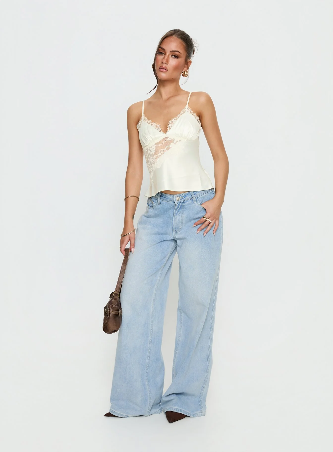 Annamari Lace Satin Cami Top Cream