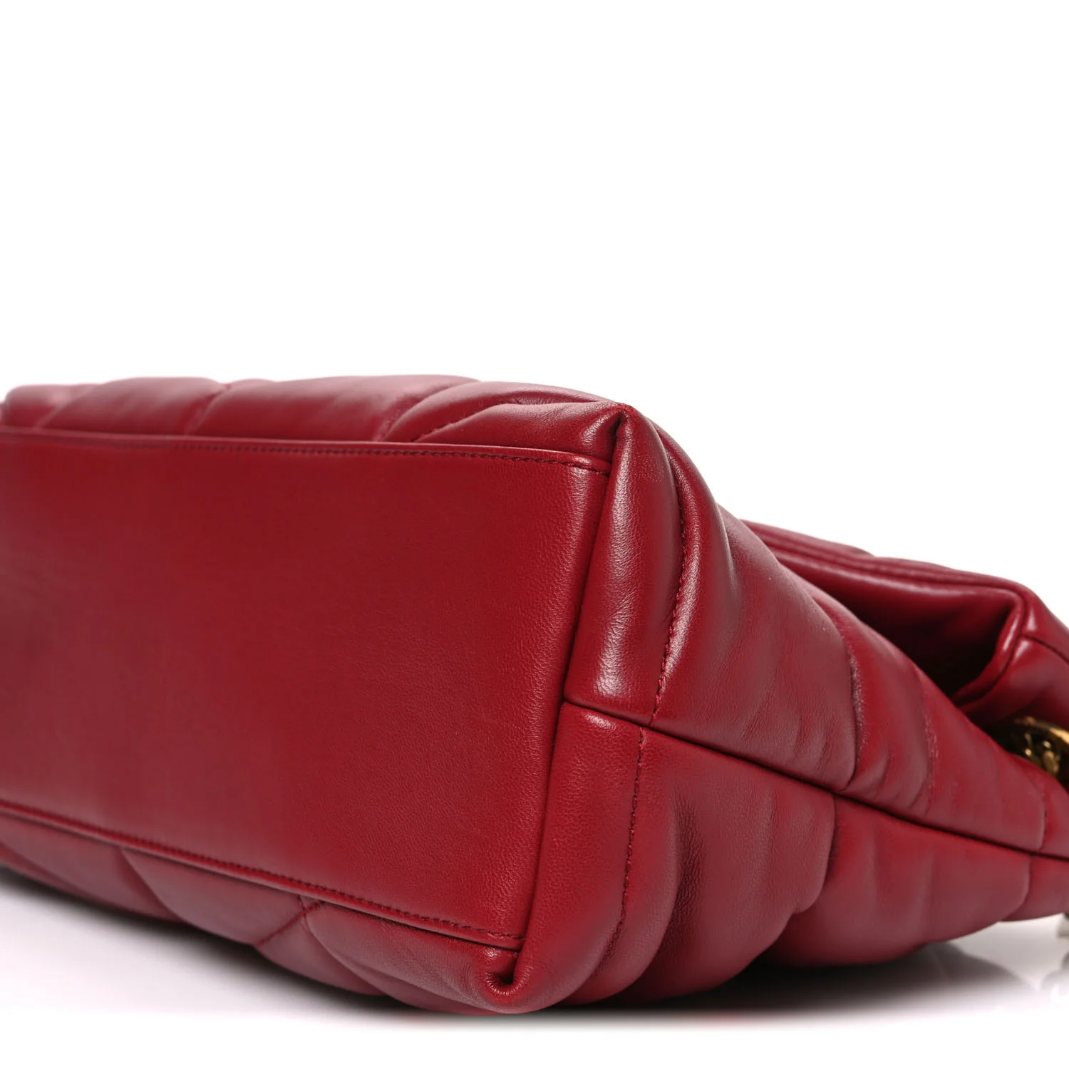 Lambskin Quilted Small Loulou Puffer Monogram Chain Satchel Red - Top Club