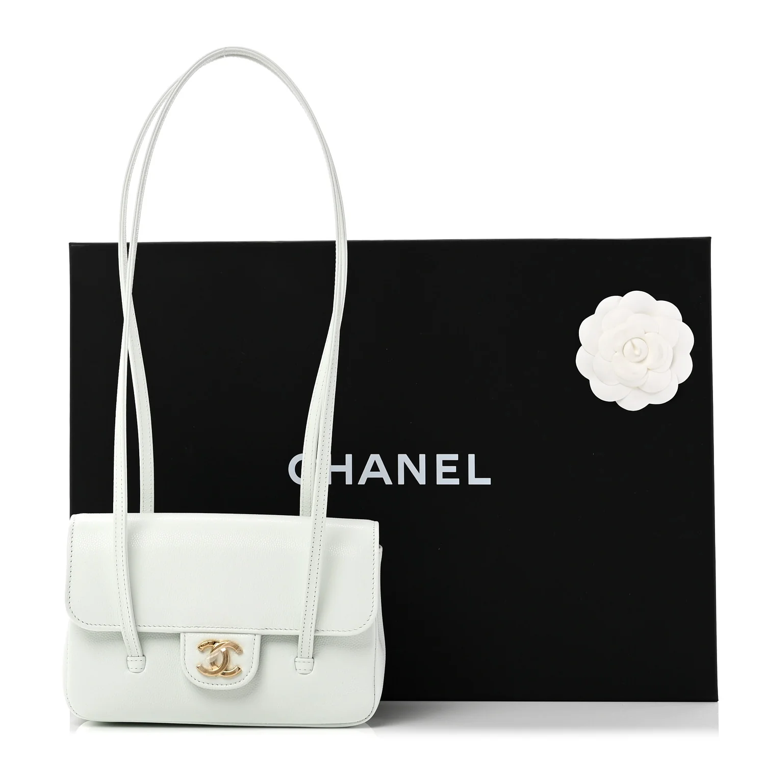 Shiny Caviar Mini Preppy Coco Shoulder Bag Light Blue - Top Club