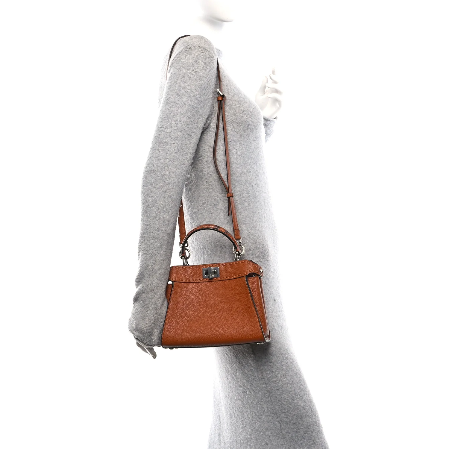 Cuoio Romano Snakeskin Selleria Mini Peekaboo Iconic Satchel Cappuccino - Top Club
